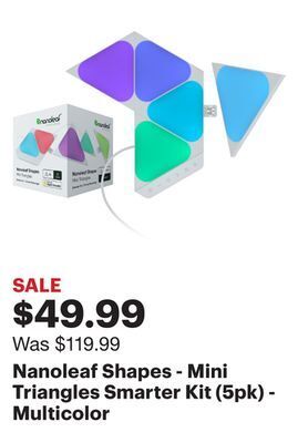 Best Buy Nanoleaf shapes - mini triangles smarter kit (5pk) - multicolor offer