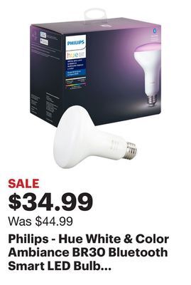 Best Buy Philips - hue white & color ambiance br30 bluetooth smart led bulb - multicolor offer