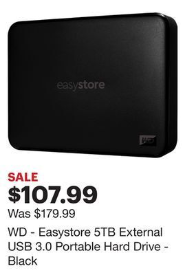 Best Buy Wd - easystore 5tb external usb 3.0 portable hard drive - black offer