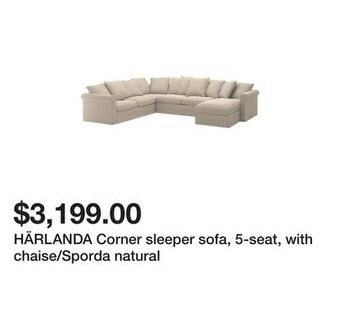 Ikea Härlanda corner sleeper sofa, 5-seat, with chaise/sporda natural offer