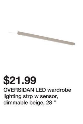 Ikea Översidan led wardrobe lighting strp w sensor, dimmable beige, 28 " offer