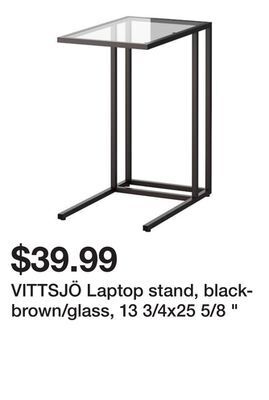 Ikea Vittsjö laptop stand, black-brown/glass, 13 3/4x25 5/8 " offer