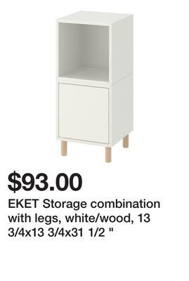 Ikea Eket storage combination with legs, white/wood, 13 3/4x13 3/4x31 1/2 " offer
