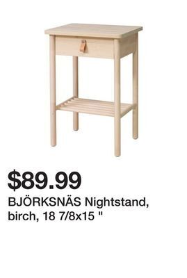 Ikea Björksnäs nightstand, birch, 18 7/8x15 " offer