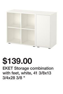 Ikea Eket storage combination with feet, white, 41 3/8x13 3/4x28 3/8 " offer
