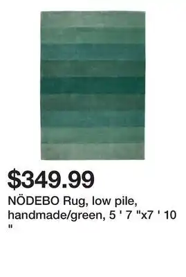Ikea Nödebo rug, low pile, handmade/green, 5 ' 7 "x7 ' 10 " offer