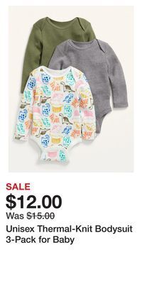 Old Navy Unisex thermal-knit bodysuit 3-pack for baby offer