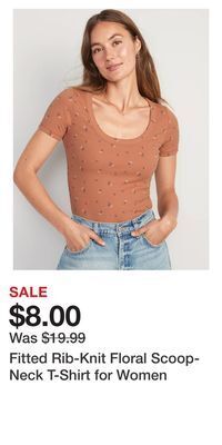 Old Navy Fitted rib-knit floral scoop-neck t-shirt for women offer