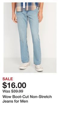 Old Navy Wow boot-cut non-stretch jeans for men offer