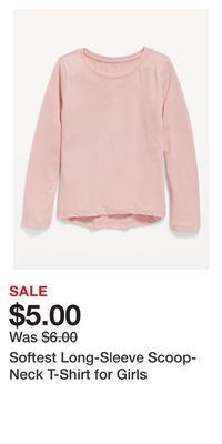 Old Navy Softest long-sleeve scoop-neck t-shirt for girls offer