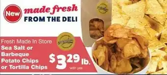 Family Fare Sea Salt or Barbeque Potato Chips or Tortilla Chips offer