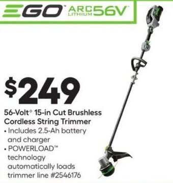Lowe's Ego 56-Volt 15-In Cut Brushless Cordless String Trimmer offer