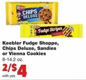 Family Fare Keebler Fudge Shoppe, Chips Deluxe, Sandies or Vienna Cookies 8-14.2 oz offer