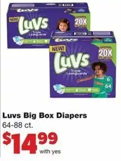 Luvs Big Box Diapers 64-88 ct.
