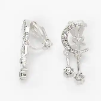 Claire's Silver cubic zirconia celestial clip on stud earrings offer