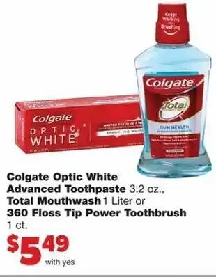 Family Fare Colgate Optic White Advanced Toothpaste 3.2 oz offer