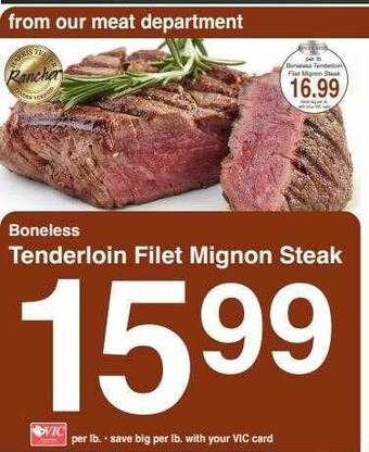 Harris Teeter Boneless tenderloin filet mignon steak offer