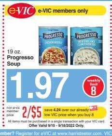 Harris Teeter Progresso soup offer