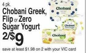 Harris Teeter Chobani greek flip or zero sugar yogurt offer