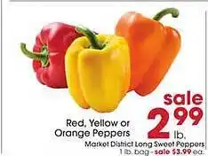 Giant Eagle Red, yellow or orange peppers offer