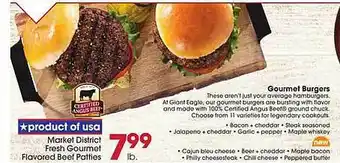 Giant Eagle Market district fresh gourmet flavored beef patties offer