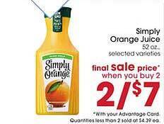 Giant Eagle Simply orange juice offer