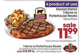 Giant Eagle Market district t-bone or porterhouse steaks offer