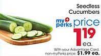 Giant Eagle Seedless cucumbers offer