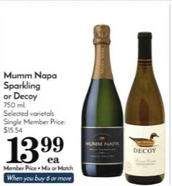 Pavilions Mumm napa sparkling or decoy offer