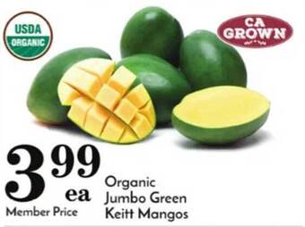 Pavilions Organic jumbo green keitt mangos offer