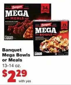 Family Fare Banquet Mega Bowls or Meals 13-14 oz offer