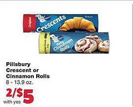 Family Fare Pillsbury crescent or cinnamon rolls offer