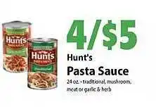 Festival Foods Hunt's pasta sauce offer