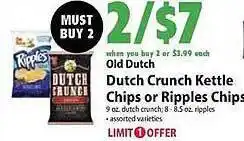 Festival Foods Dutch crunch kettle chips or ripples chips offer