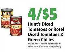 Festival Foods Hunt's diced tomatoes or rotel diced tomatoes & green chilies offer