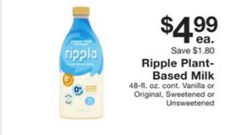 Fairway Store Market Ripple plantbased milk offer