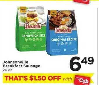Cub Foods Johnsonville breakfast sausage offer