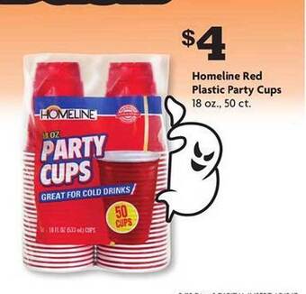 Family Dollar Homeline red plastic party cups offer