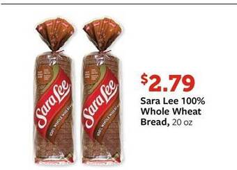 Fareway Sara lee 100% whole wheat bread offer