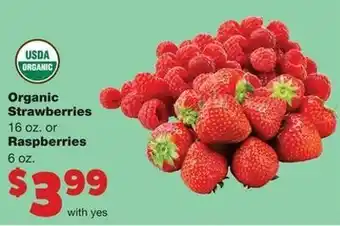 Family Fare Organic Strawberries 16 oz or Raspberries 6oz offer
