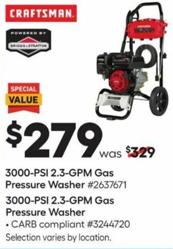 Lowe's 3000-PSI 2.3- GPM Gas Pressure Washer offer