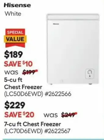Lowe's 7-cu ft Chest Freezer LC70D6EWD offer