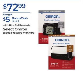 Rite Aid Select omron blood pressure monitors offer