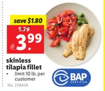 Lidl Skinless tilapia fillet offer