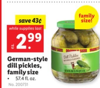 Lidl German-style dill pickles, family size offer