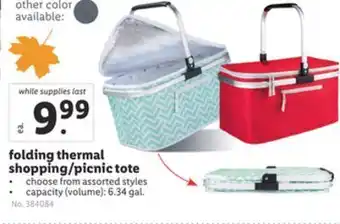 Lidl Folding thermal shopping/picnic tote offer