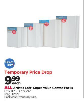 Michaels All artist's loft® super value canvas packs offer