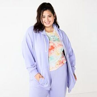 Kohl's Juniors' plus size so® solid oversized zip-up hoodie offer
