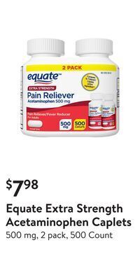 Walmart Equate extra strength acetaminophen caplets offer