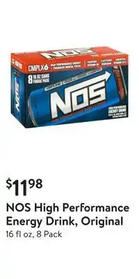 Walmart Nos high performance energy drink, original offer